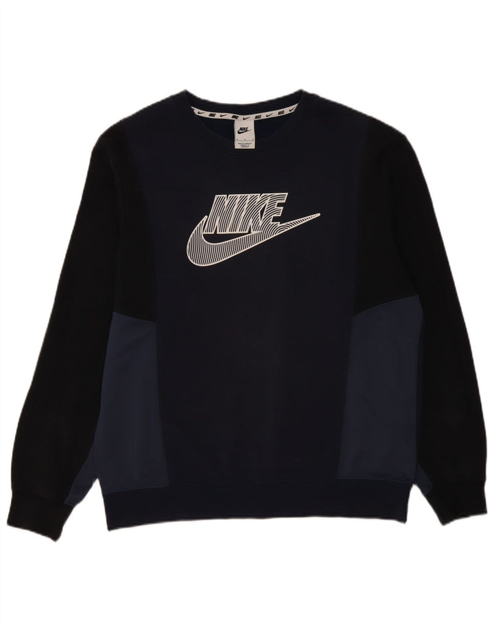 Hanorac grafic pentru bărbați Nike Pulover mediu albastru bleumarin colorblock
