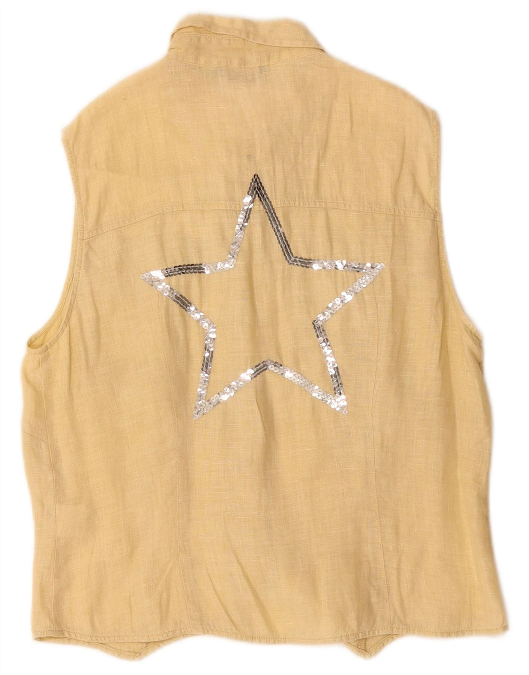 Cămașă fără mâneci cu grafică pentru femei Krizia Jeans UK 14 Large Yellow