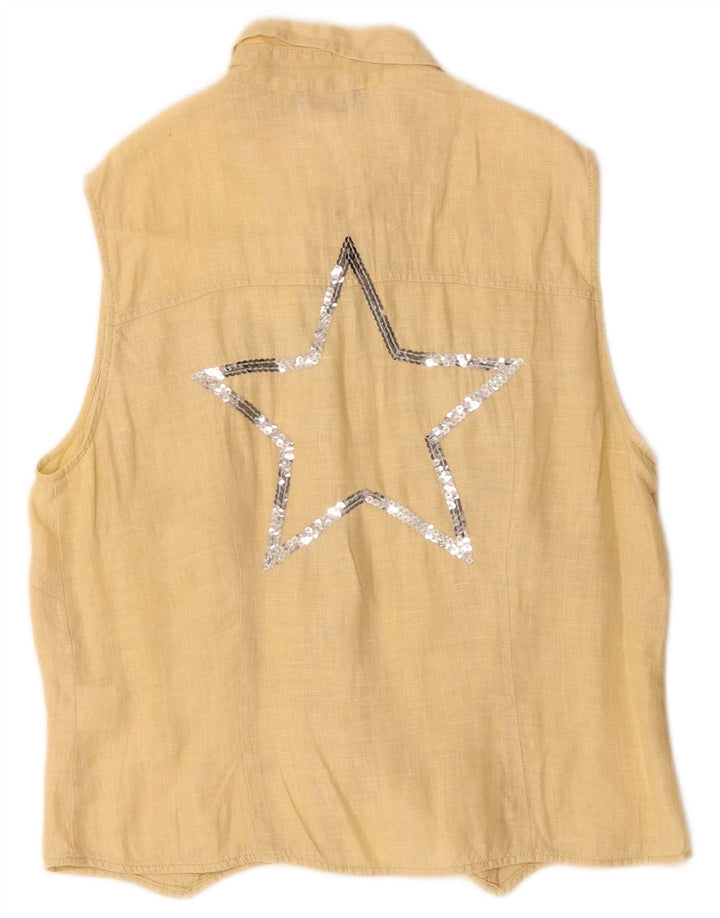 Cămașă fără mâneci cu grafică pentru femei Krizia Jeans UK 14 Large Yellow