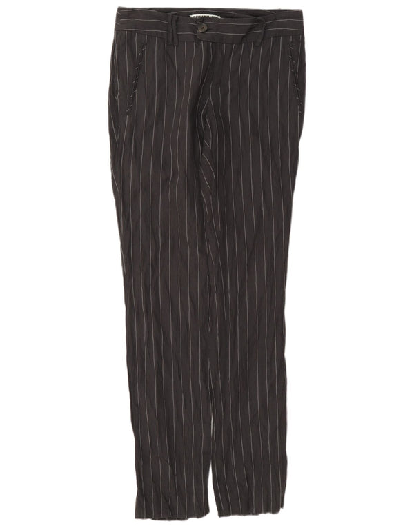 Pantaloni de costum drepți pentru femei Quiksilver L25 L31, gri cu dungi