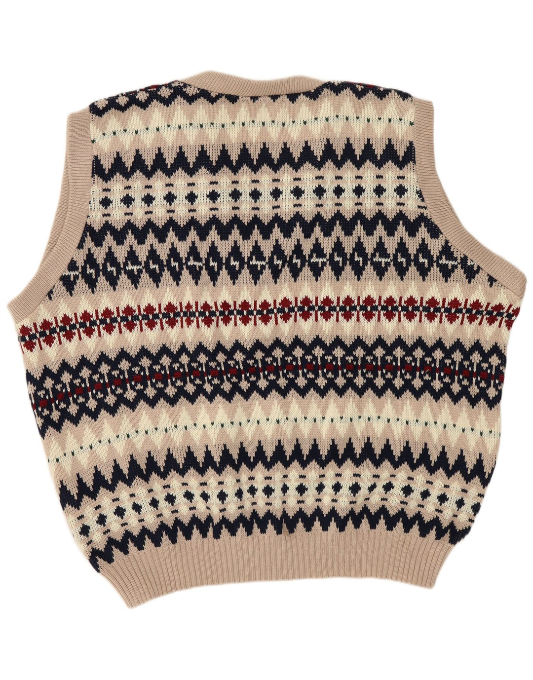 VINTAGE Vestă pentru bărbați Tank Top UK 44/46 XL Bleumarin Fair Isle Acrylic