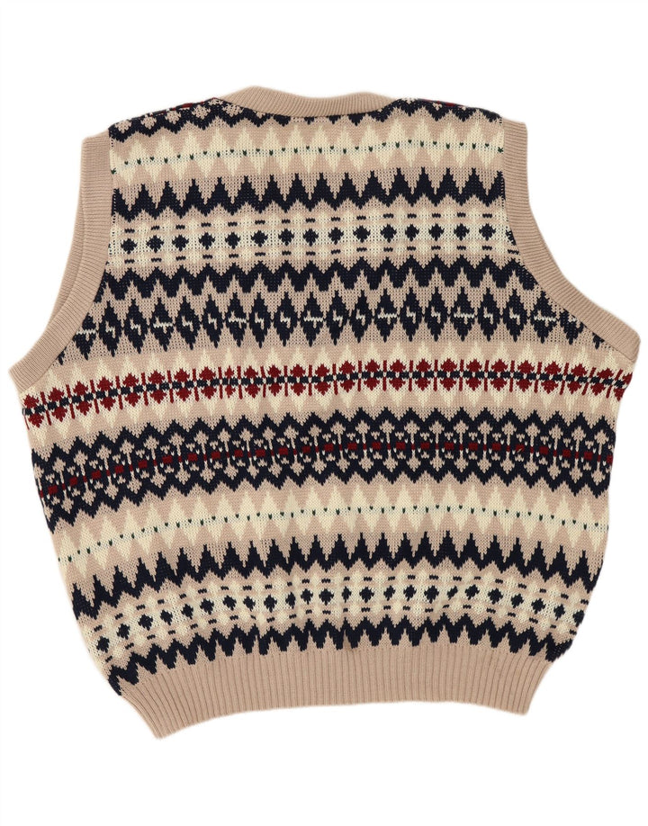 VINTAGE Vestă pentru bărbați Tank Top UK 44/46 XL Bleumarin Fair Isle Acrylic