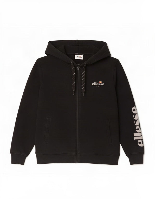 Pulover cu glugă cu fermoar cu grafic pentru femei Ellesse UK 16, mare, negru, bumbac