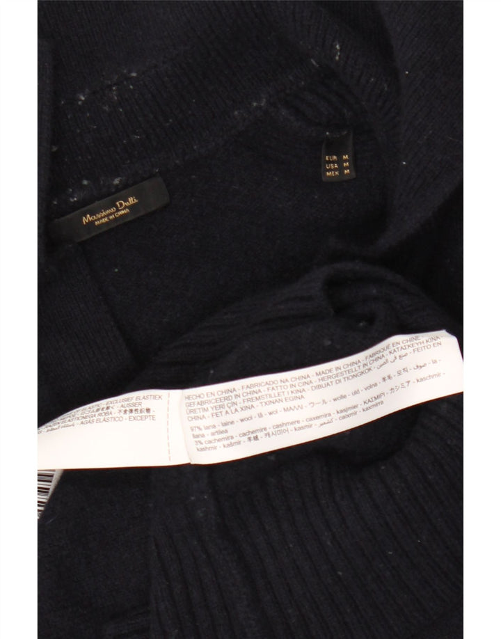 MASSIMO DUTTI Pulover cu gât polo pentru femei UK 14 Mediu Lână bleumarin