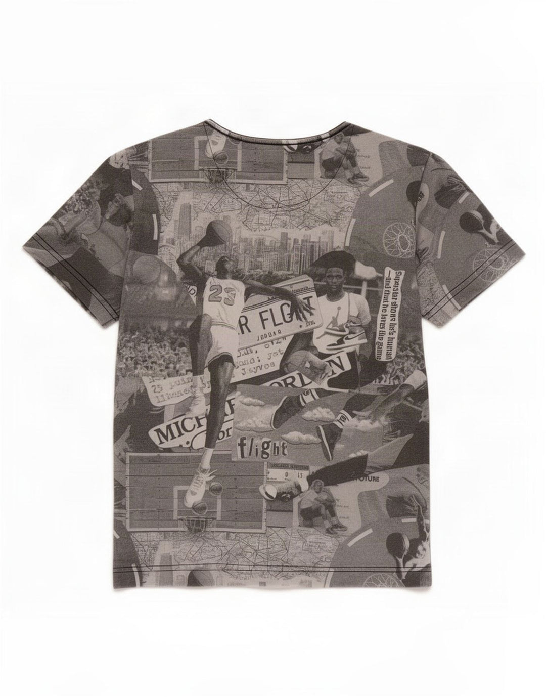 Tricou grafic Jordan pentru băieți Top 10-11 ani, gri mediu, bumbac mozaic