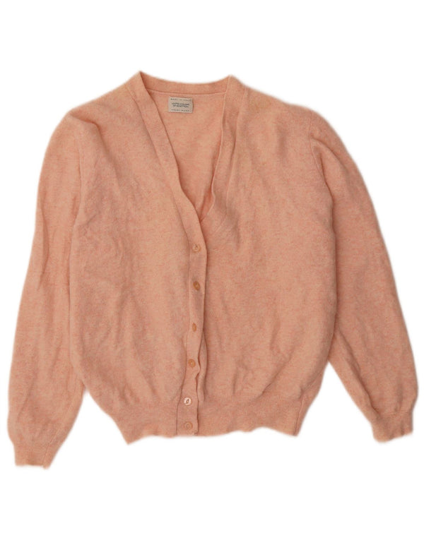 Pulover cardigan pentru femei Benetton UK 14, lână mare cu pete roz