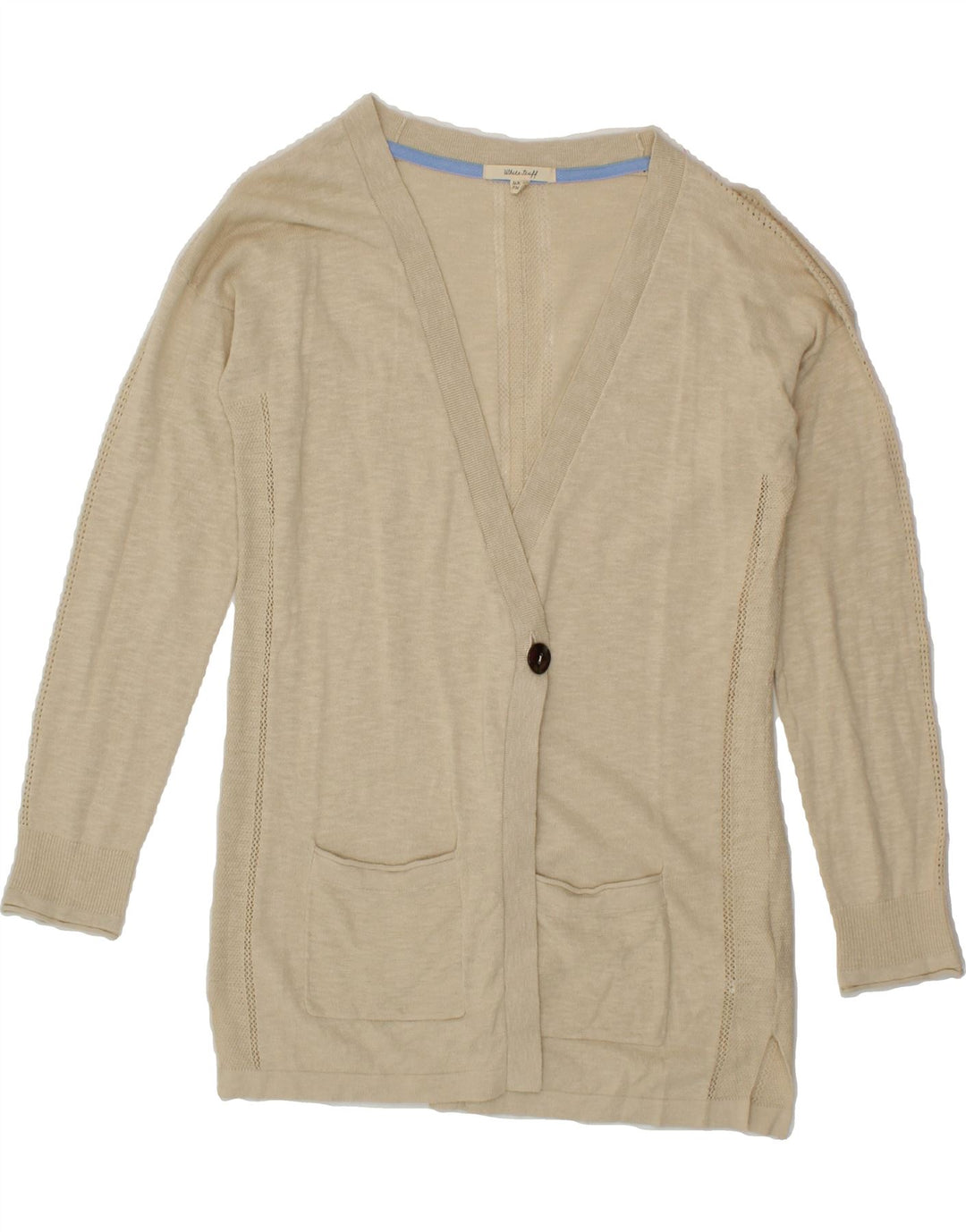 WHITE STUFF Womens Cardigan Sweater UK 10 Small Beige Cotton Vintage White Stuff and Second-Hand White Stuff from Messina Hembry 