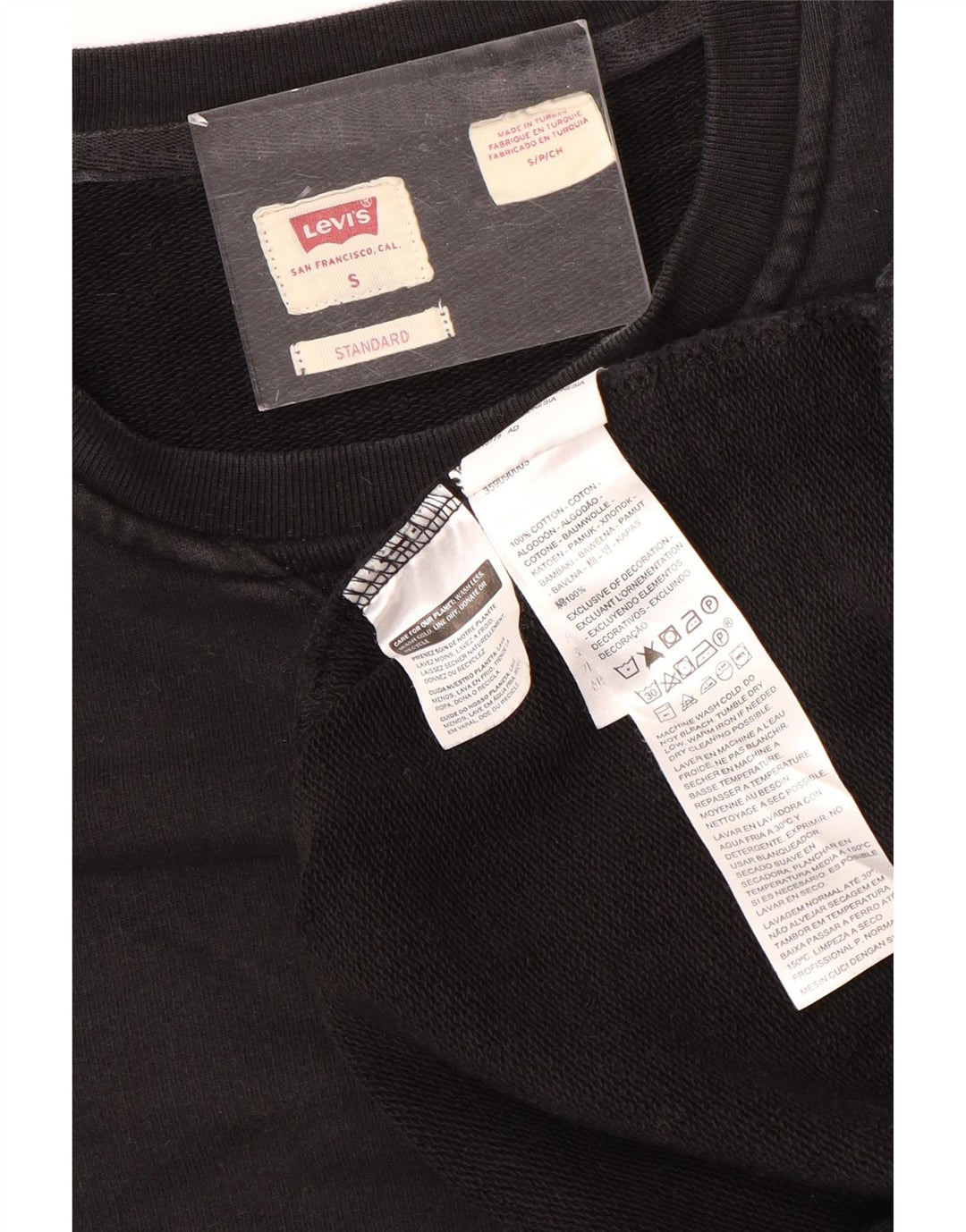 Pulover Levi's Standard pentru bărbați, bumbac mic, negru