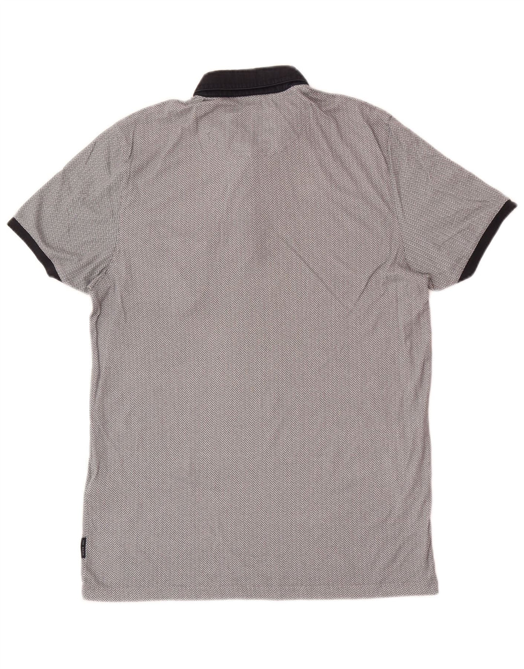 Tricou polo pentru bărbați Ted Baker, cu formă regulată, mărimea 3, bumbac geometric, gri mediu