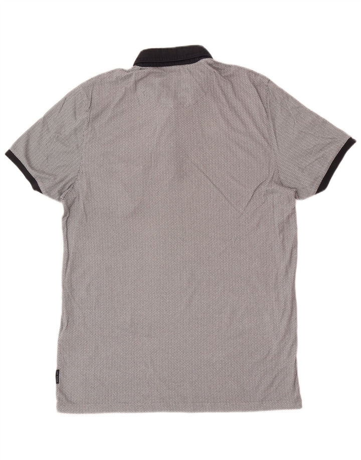 Tricou polo pentru bărbați Ted Baker, cu formă regulată, mărimea 3, bumbac geometric, gri mediu