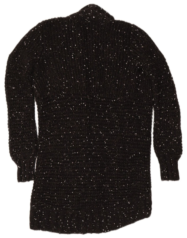 Pulover cardigan deschis cu paragate Gaudi pentru femei UK 10 Nylon negru mic cu pete