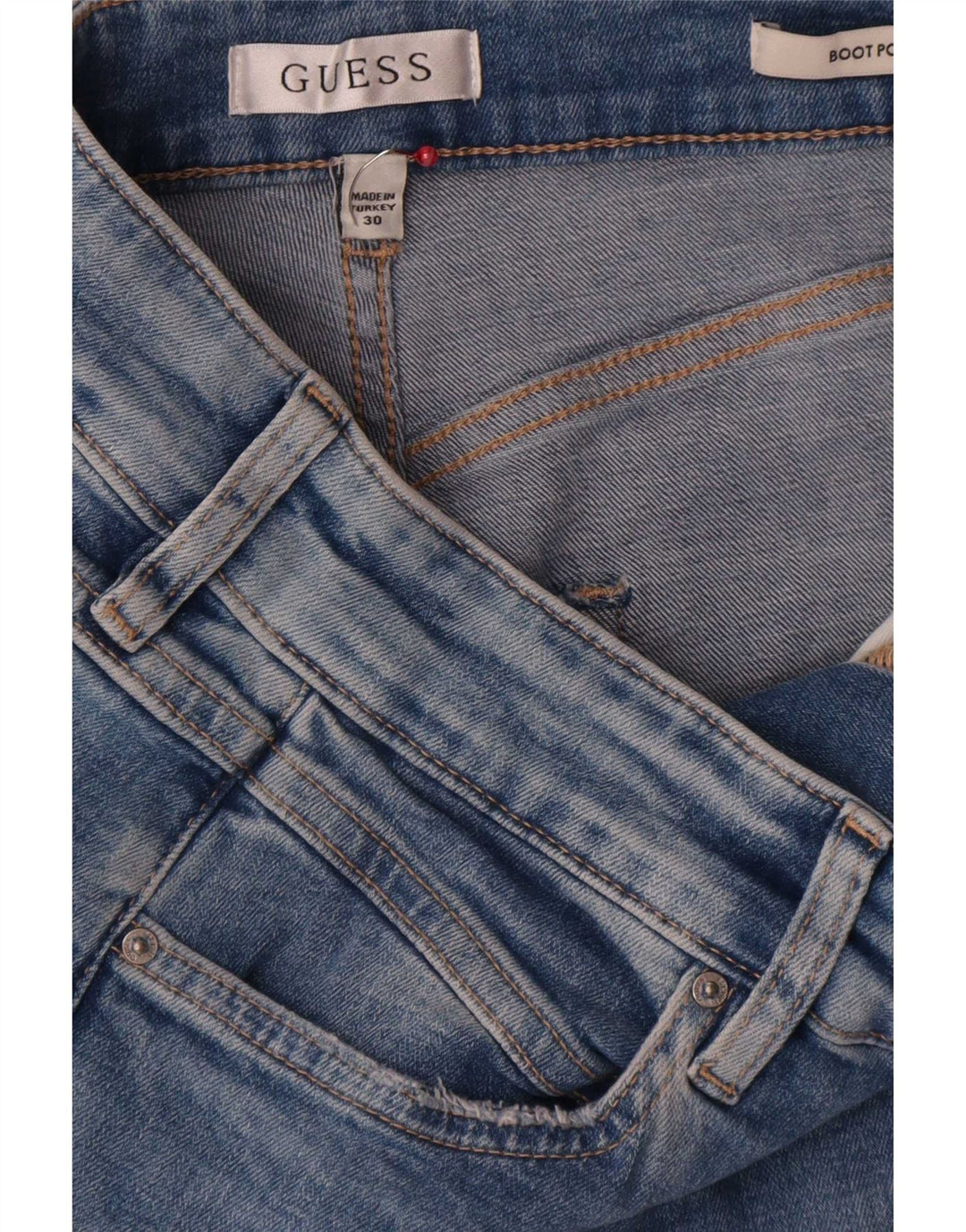 Blugi Guess pentru femei Bootcut W30 L30, bumbac albastru