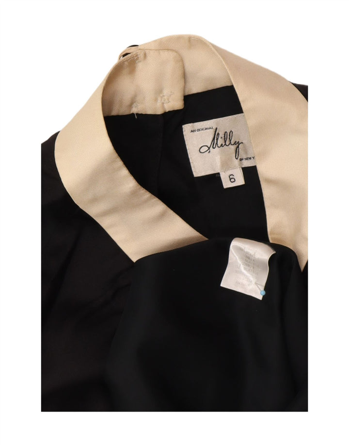 Rochie A-Line fără mâneci pentru femei MILLY US 6 Medium Black Geometric Matase