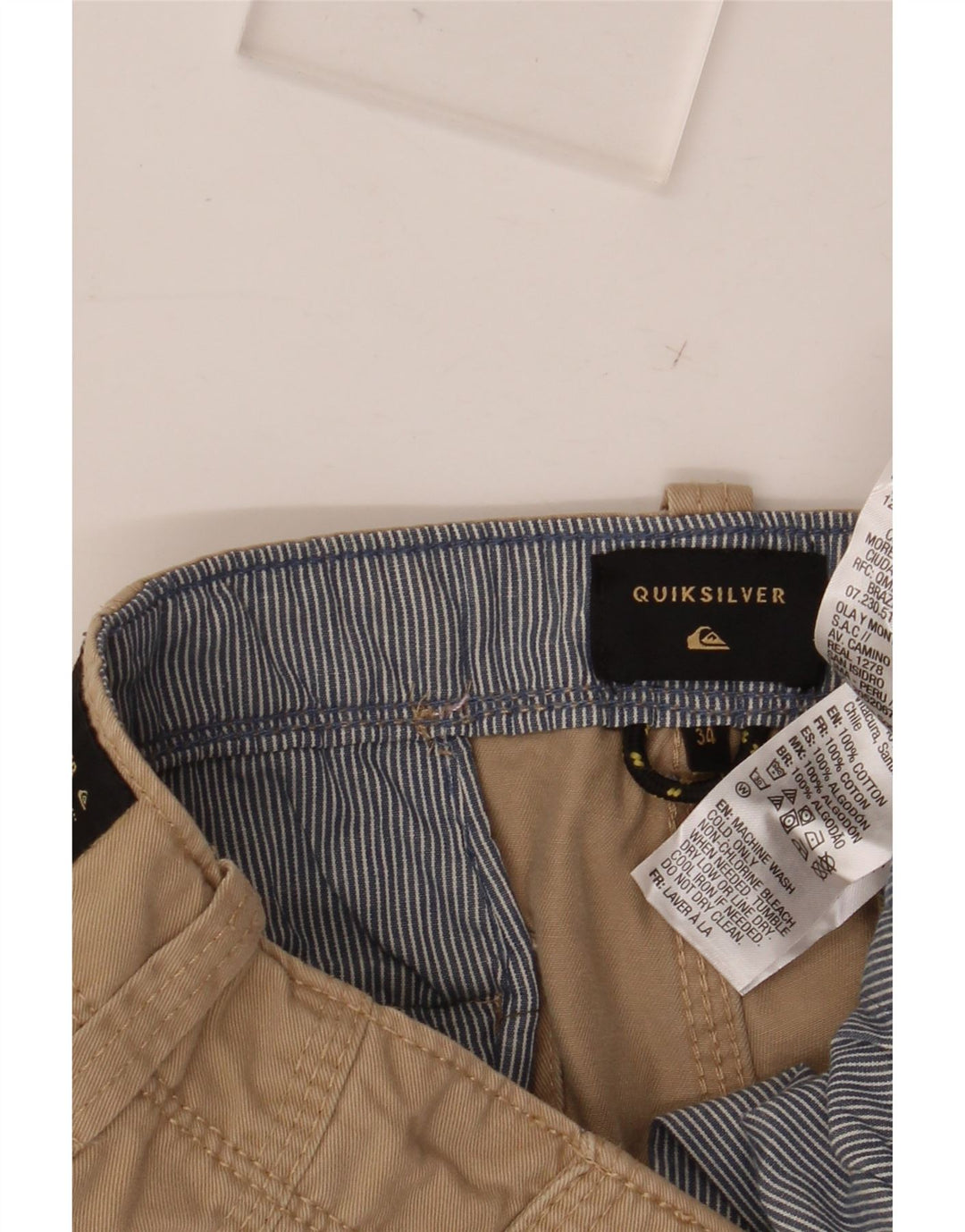 Pantaloni scurți cargo QUIKSILVER pentru bărbați W34, bumbac, bej, mari