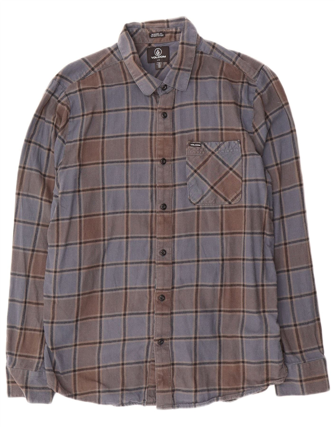 Cămașă din flanel pentru bărbați Volcom Modern Fit, din bumbac carouri albastru