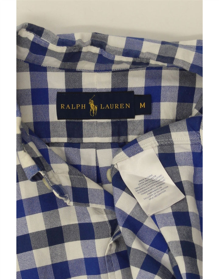 Cămașă cu mânecă scurtă pentru bărbați Ralph Lauren, bumbac vichy albastru mediu