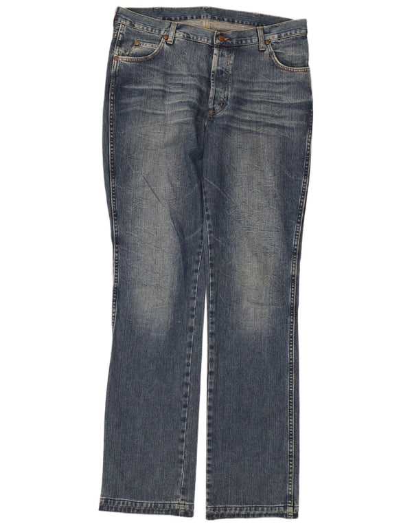 WRANGLER Mens Evolution Straight Jeans W38 L36 Blue Cotton