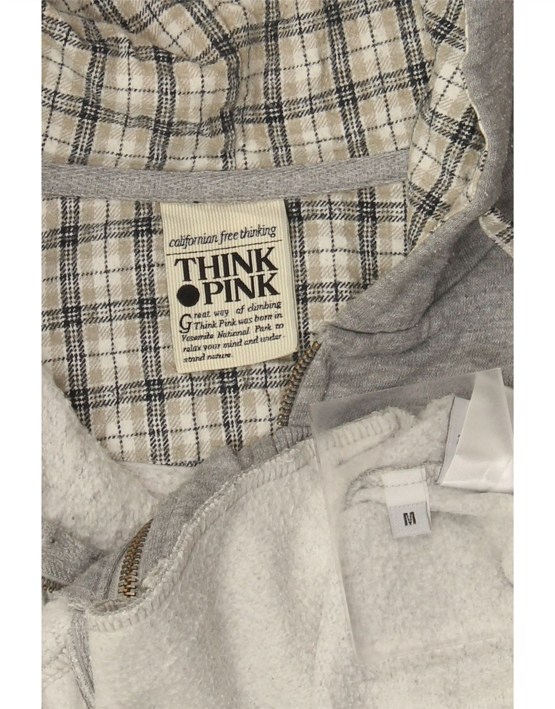 Think Pink Pulover cu capota cu fermoar cu grafic pentru femei UK 14 Medium Grey Flecked