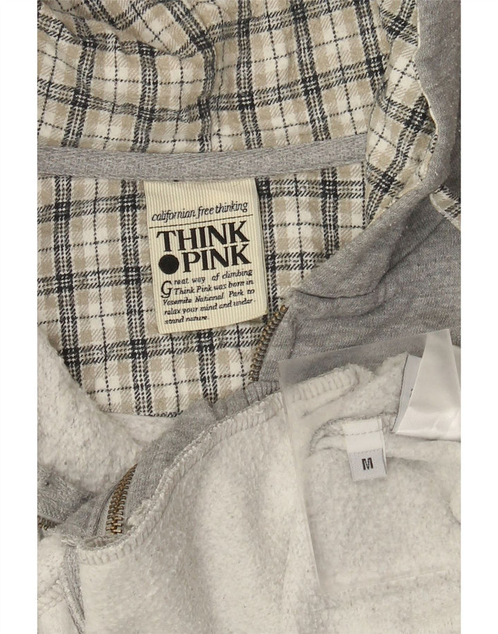 Think Pink Pulover cu capota cu fermoar cu grafic pentru femei UK 14 Medium Grey Flecked
