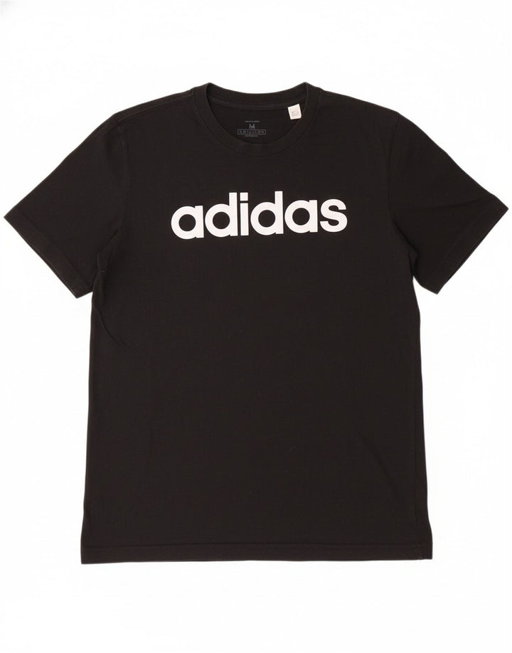 ADIDAS Mens Graphic T-Shirt Top Medium Black Cotton
