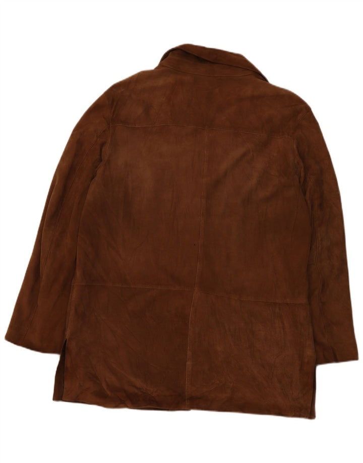 Jachetă vintage de damă cu 3 nasturi din piele intoarsa IT 50 XL din piele maro