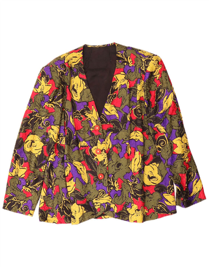 Jachetă vintage pentru femei cu model abstract, mare, multicoloră