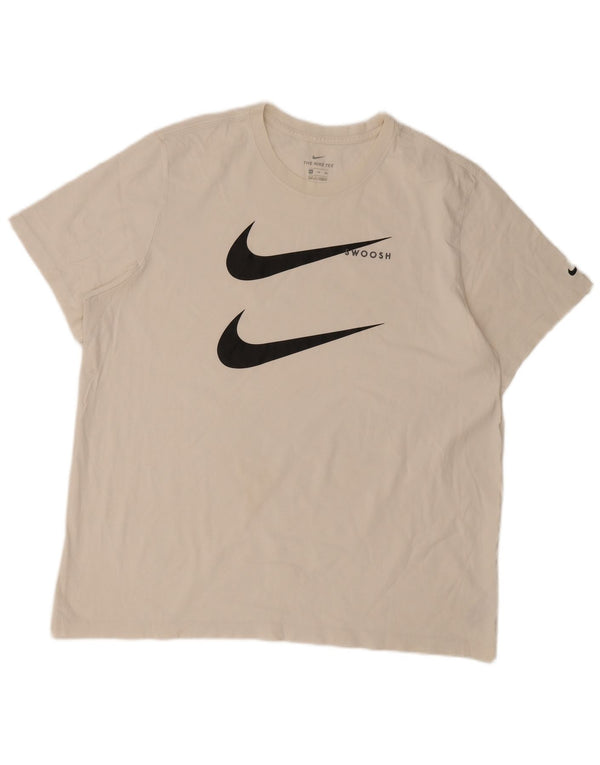 Tricou cu grafic Swoosh Nike pentru bărbați Top 2XL bumbac alb