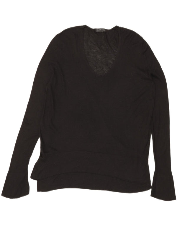 Top femeie Zara cu mânecă lungă UK 16 mare, negru, viscoză