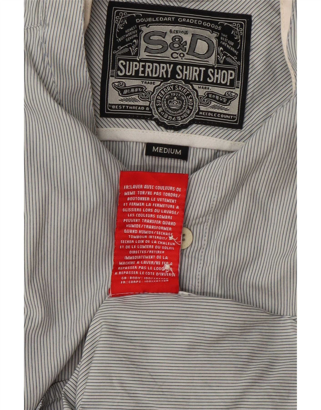 Cămașă pentru bărbați Superdry, bumbac cu dungi, gri mediu