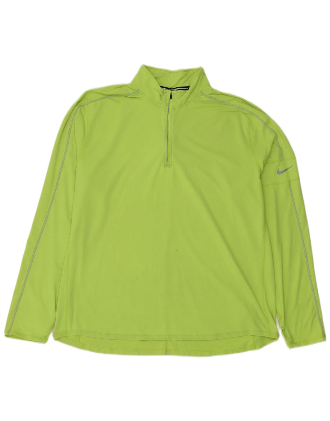 Top trening pentru bărbați Dri Fit cu fermoar și gât, poliester verde 2XL