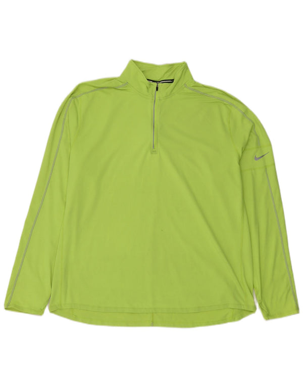 Top trening pentru bărbați Dri Fit cu fermoar și gât, poliester verde 2XL