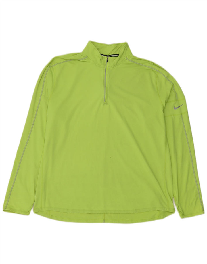 Top trening pentru bărbați Dri Fit cu fermoar și gât, poliester verde 2XL