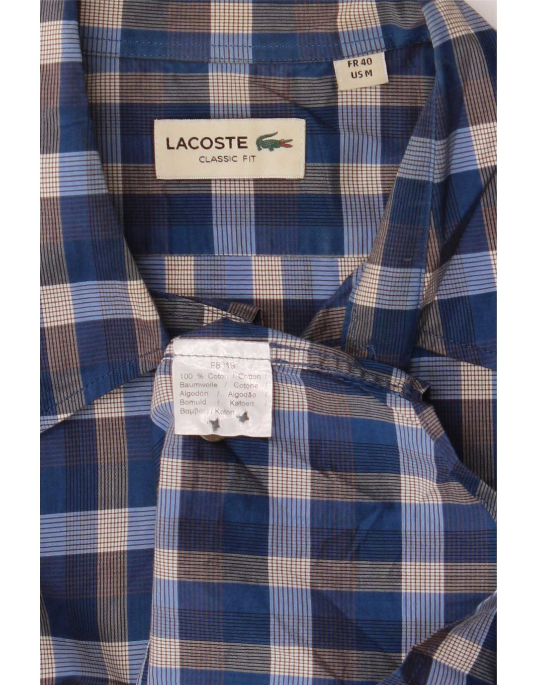 Cămașă pentru bărbați Lacoste Classic Fit Mărimea 40, bumbac cu carouri albastru mediu