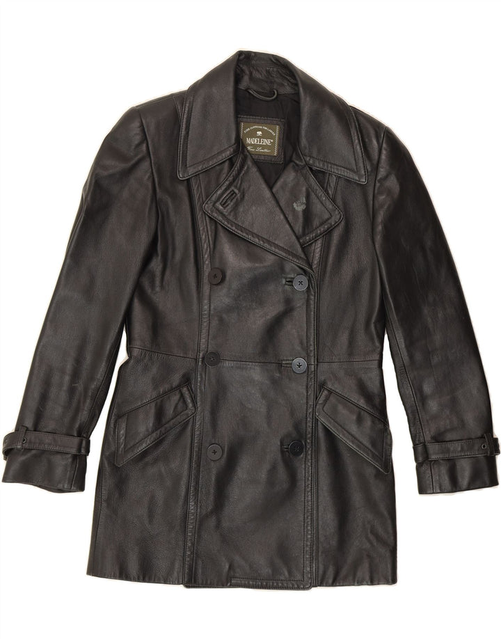 MADELEINE Womens Leather Coat UK 14 Medium Black Leather Vintage Madeleine and Second-Hand Madeleine from Messina Hembry 