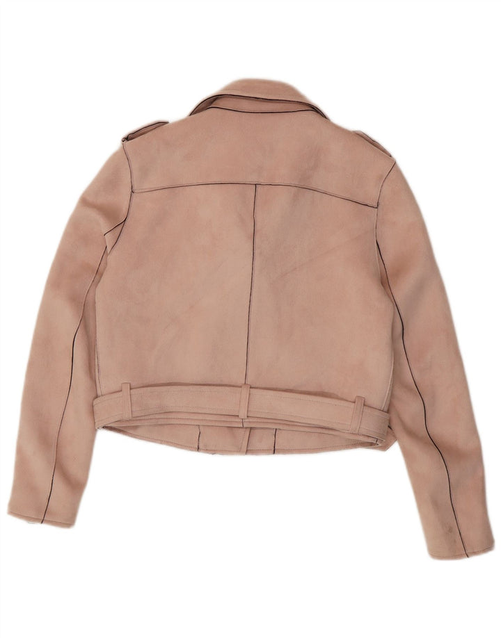 Jachetă pentru femei ZARA Crop Biker UK 12 Medium Pink Poliester