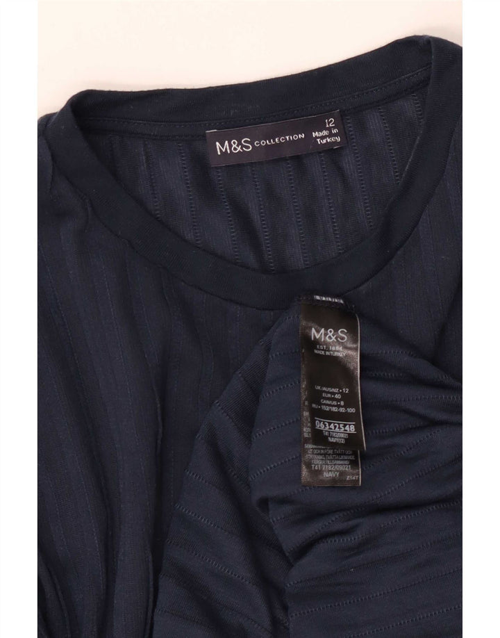 Top pentru femei Marks & Spencer cu mânecă lungă UK 12 Mediu, bleumarin, poliester