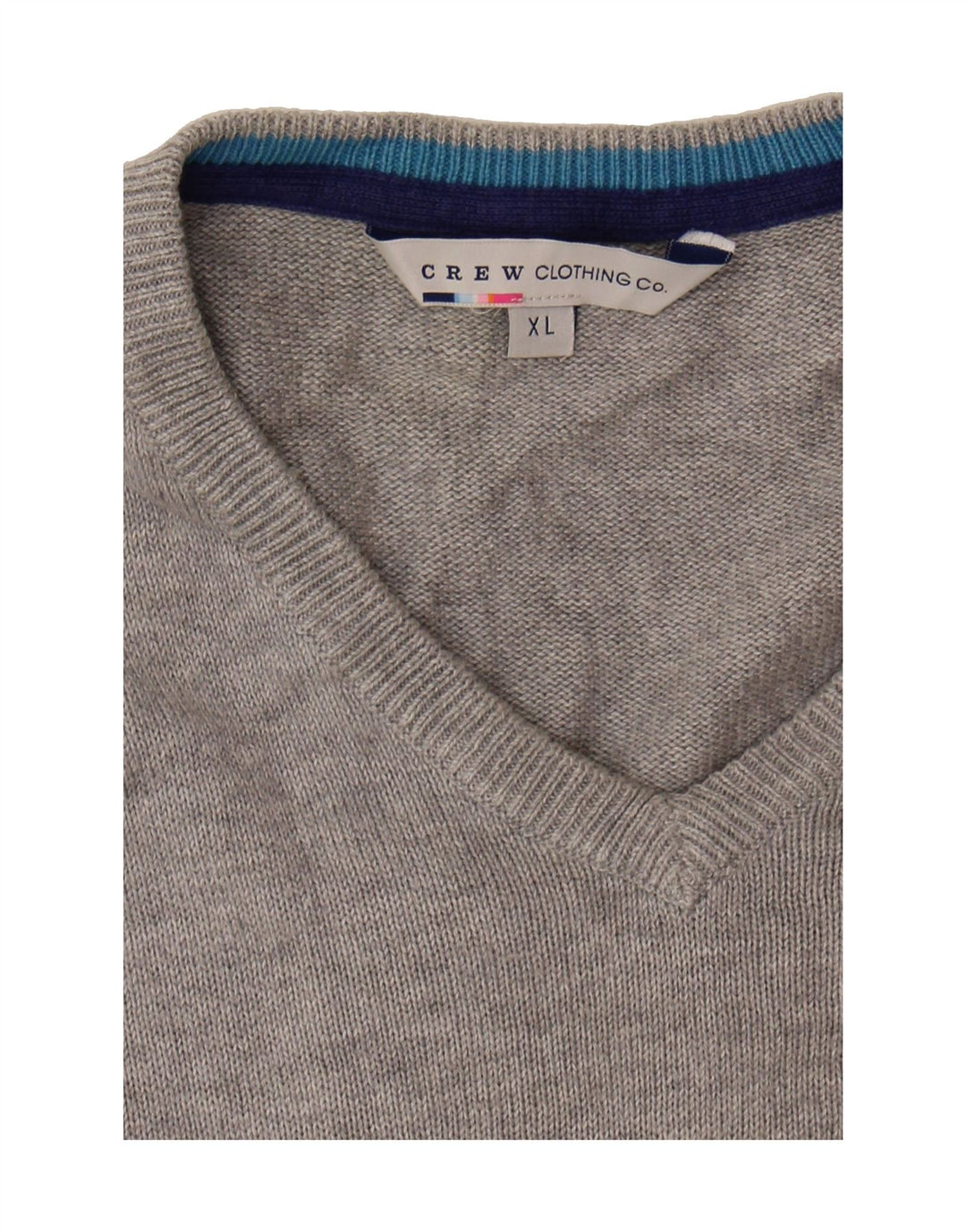 J. CREW Mens V-Neck Jumper Sweater XL Grey Cotton Vintage J. Crew and Second-Hand J. Crew from Messina Hembry 