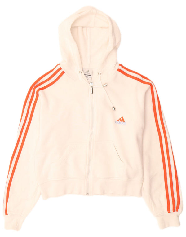Pulover Adidas Crop Zip pentru femei UK 10 Bumbac alb mic