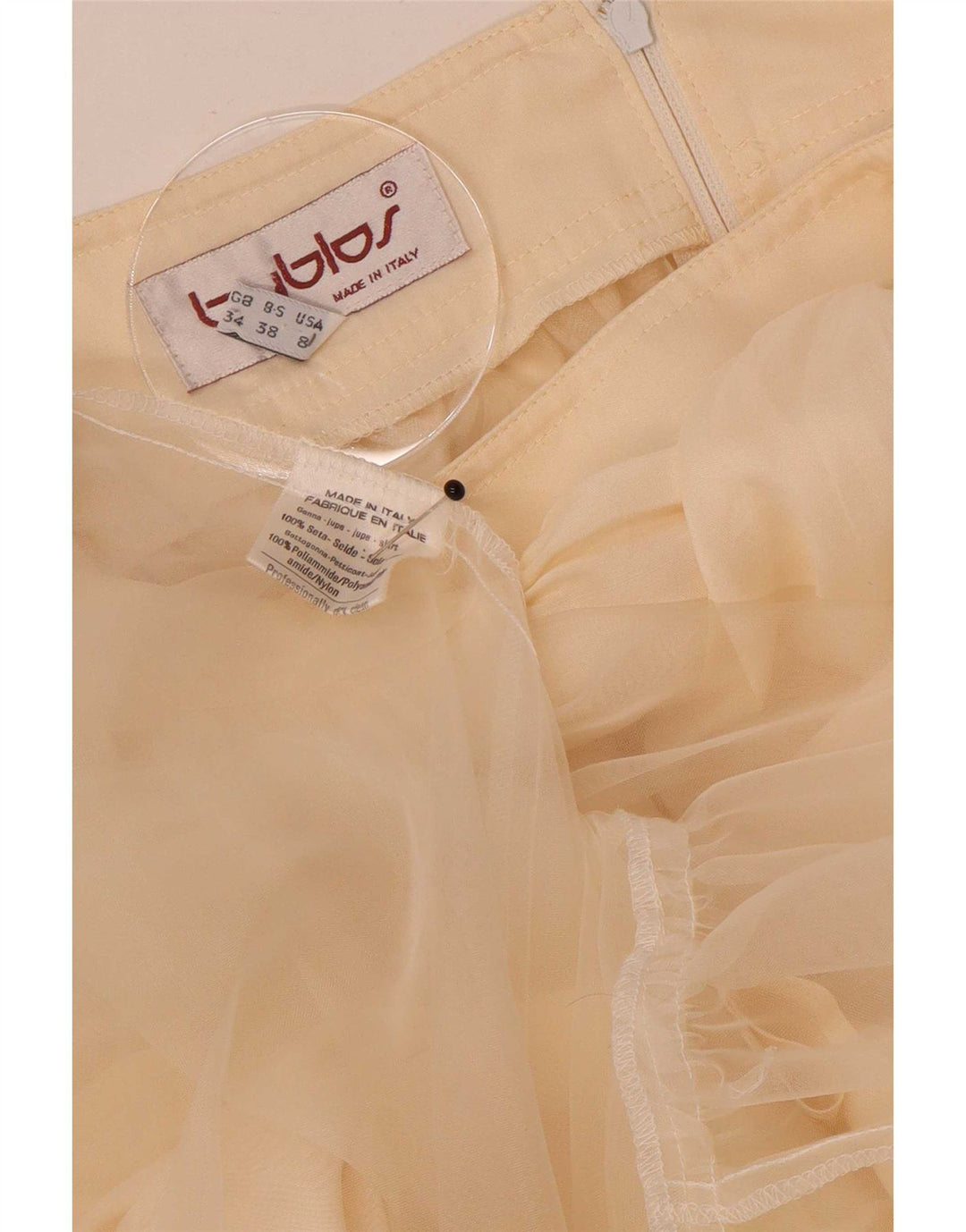Byblos Fusta evazată plisată pentru femei US 8 Medium W26 Beige Silk