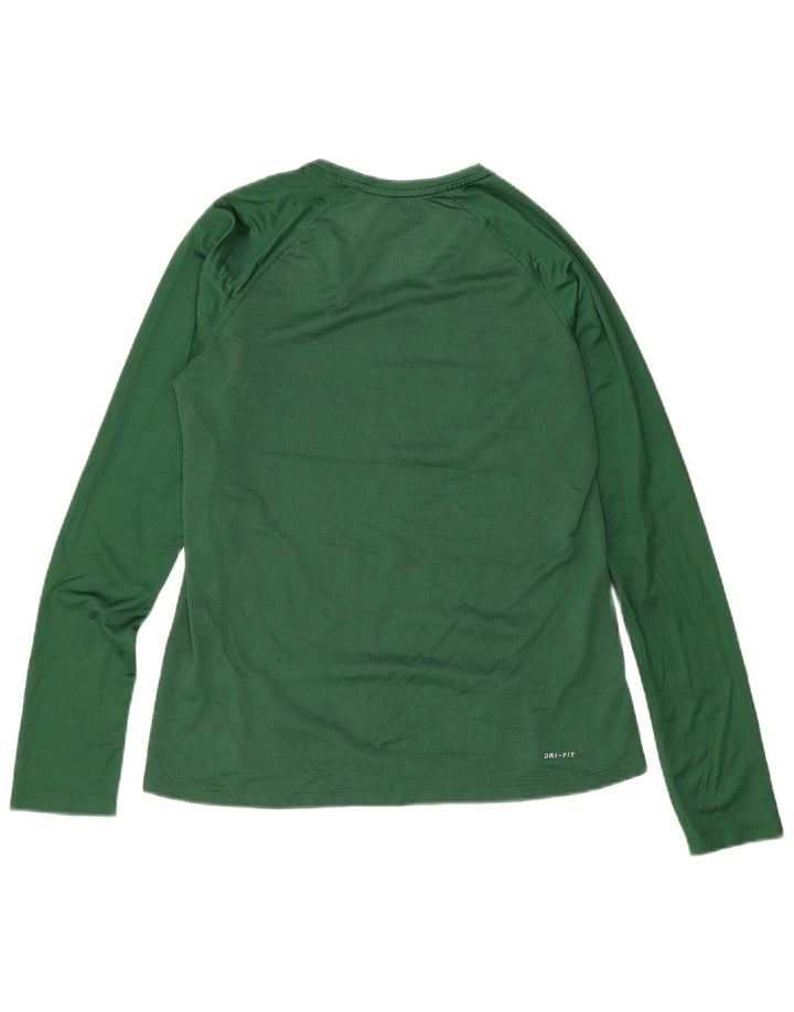 Top cu mânecă lungă Nike Dri Fit pentru femei UK 14, mare, verde, poliester color bloc