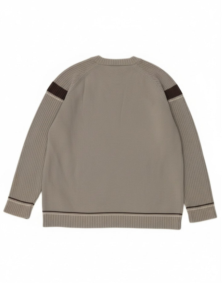 Pulover Kickers pentru bărbați cu decolteu rotund, bumbac color bloc, gri mediu