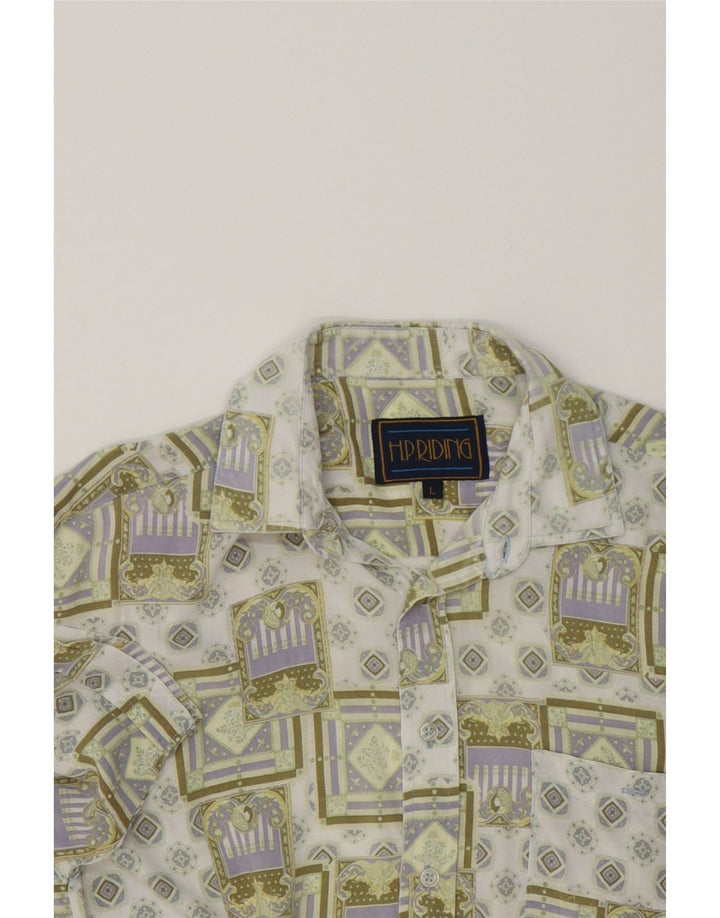 VINTAGE Mens Short Sleeve Shirt Large Green Patchwork Vintage Vintage and Second-Hand Vintage from Messina Hembry 