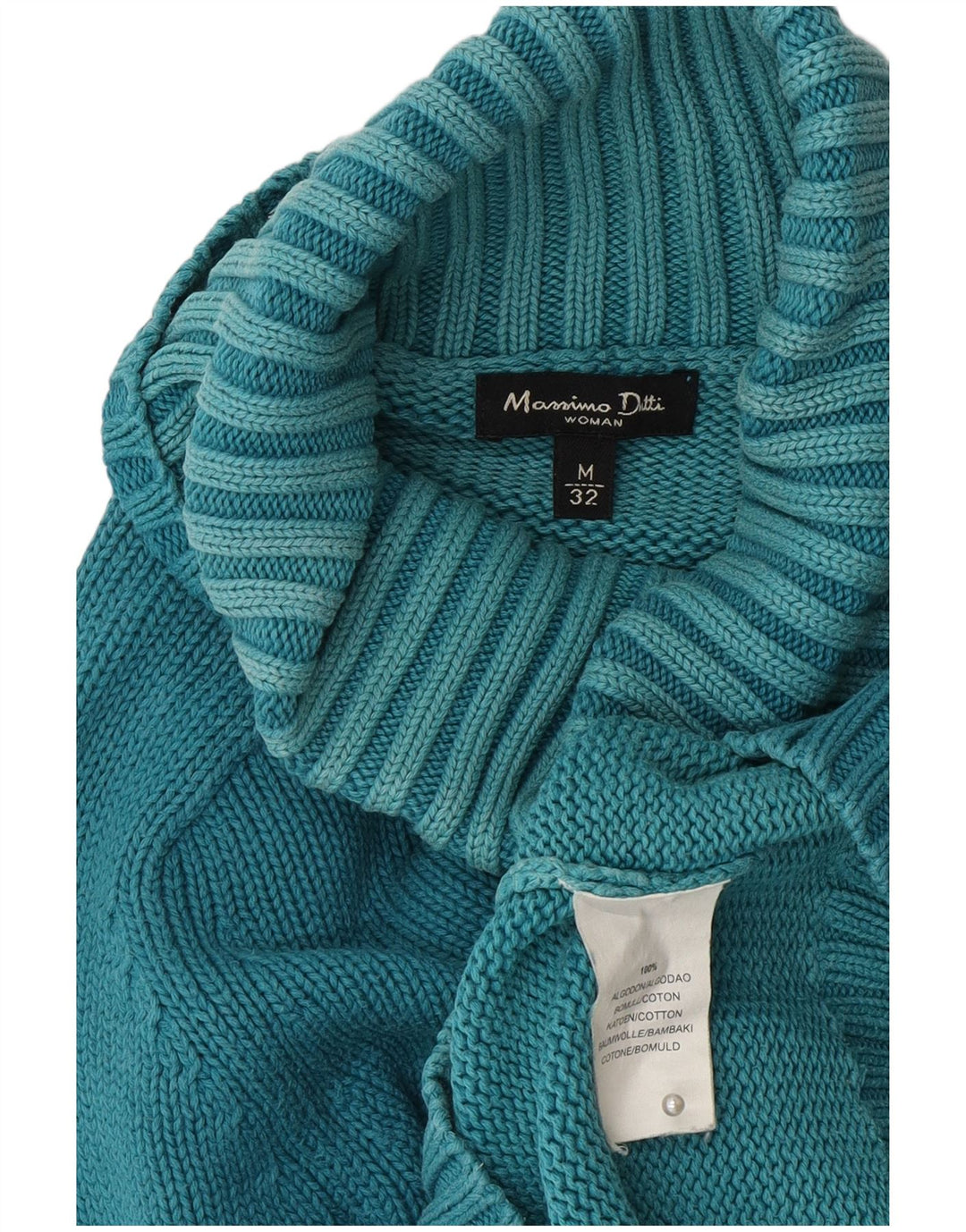 Pulover pentru femei Massimo Dutti cu gât rulat din bumbac albastru mediu UK 12