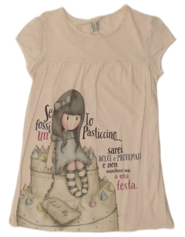 Tricou grafic Benetton pentru fete Top 11-12 ani 2XL bumbac alb