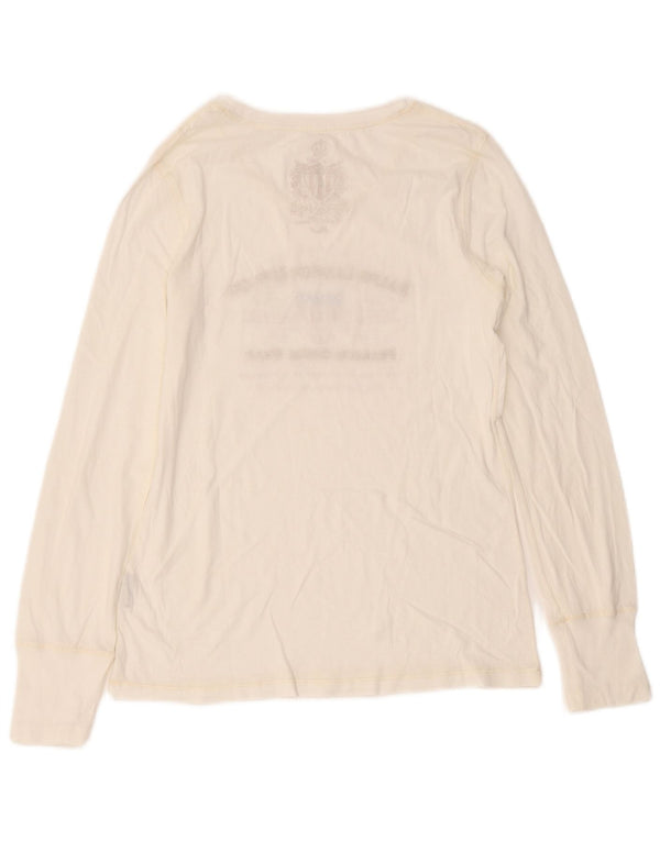Top cu grafic pentru femei Ralph Lauren cu mânecă lungă UK 8 Small White