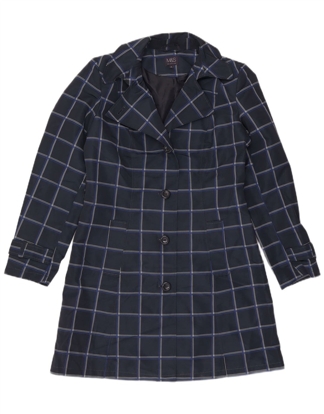 Trenci pentru femei Marks & Spencer UK 10 Mic din poliester cu carouri bleumarin