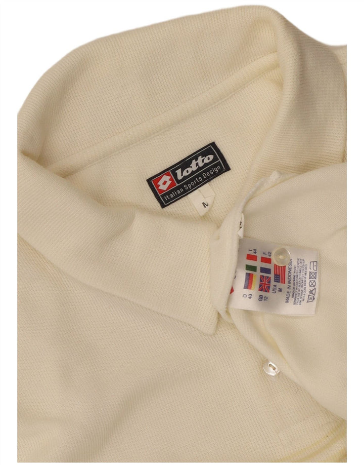 Tricou polo pentru femei Lotto UK 12, bumbac cu dungi alb, mediu, cu dungi