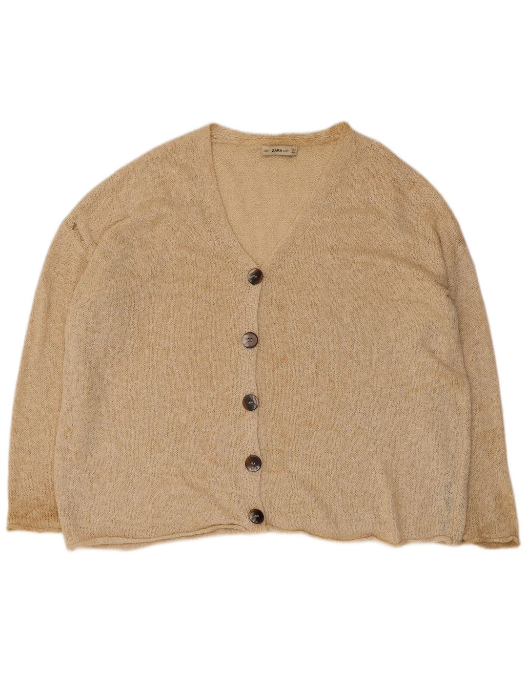 Pulover cardigan supradimensionat pentru femei Zara UK 14 Medium Bej Acrilic