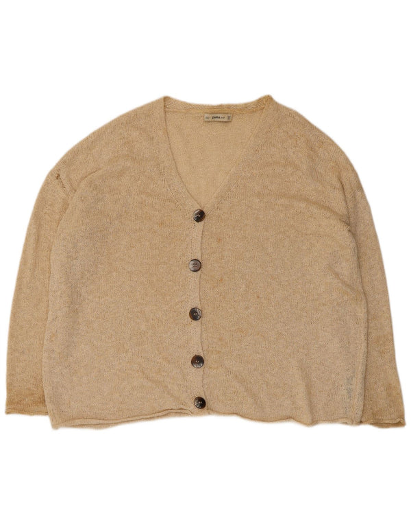 Pulover cardigan supradimensionat pentru femei Zara UK 14 Medium Bej Acrilic