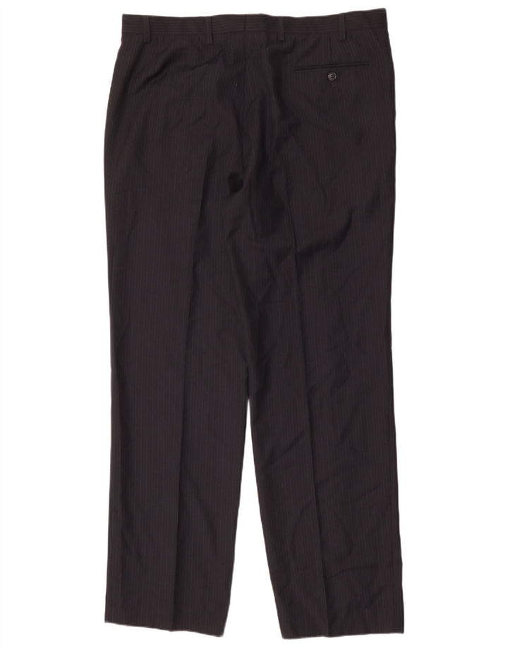 Pantaloni de costum pentru bărbați Marks & Spencer L38 L33 Poliester cu dungi bleumarin